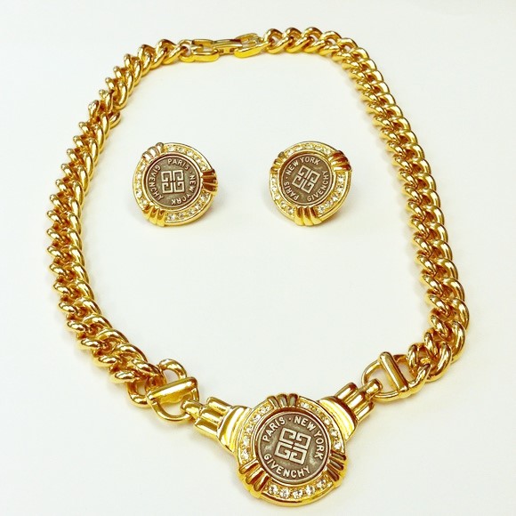 Givenchy logo necklace and earrings